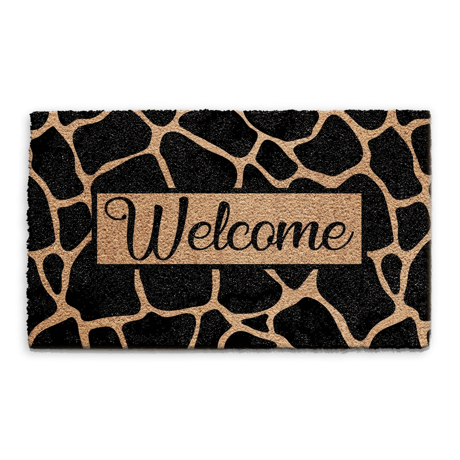 Coir Doormat - Giraffe Print Welcome