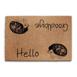 Coir Doormat - Hello Goodbye Hedgehog
