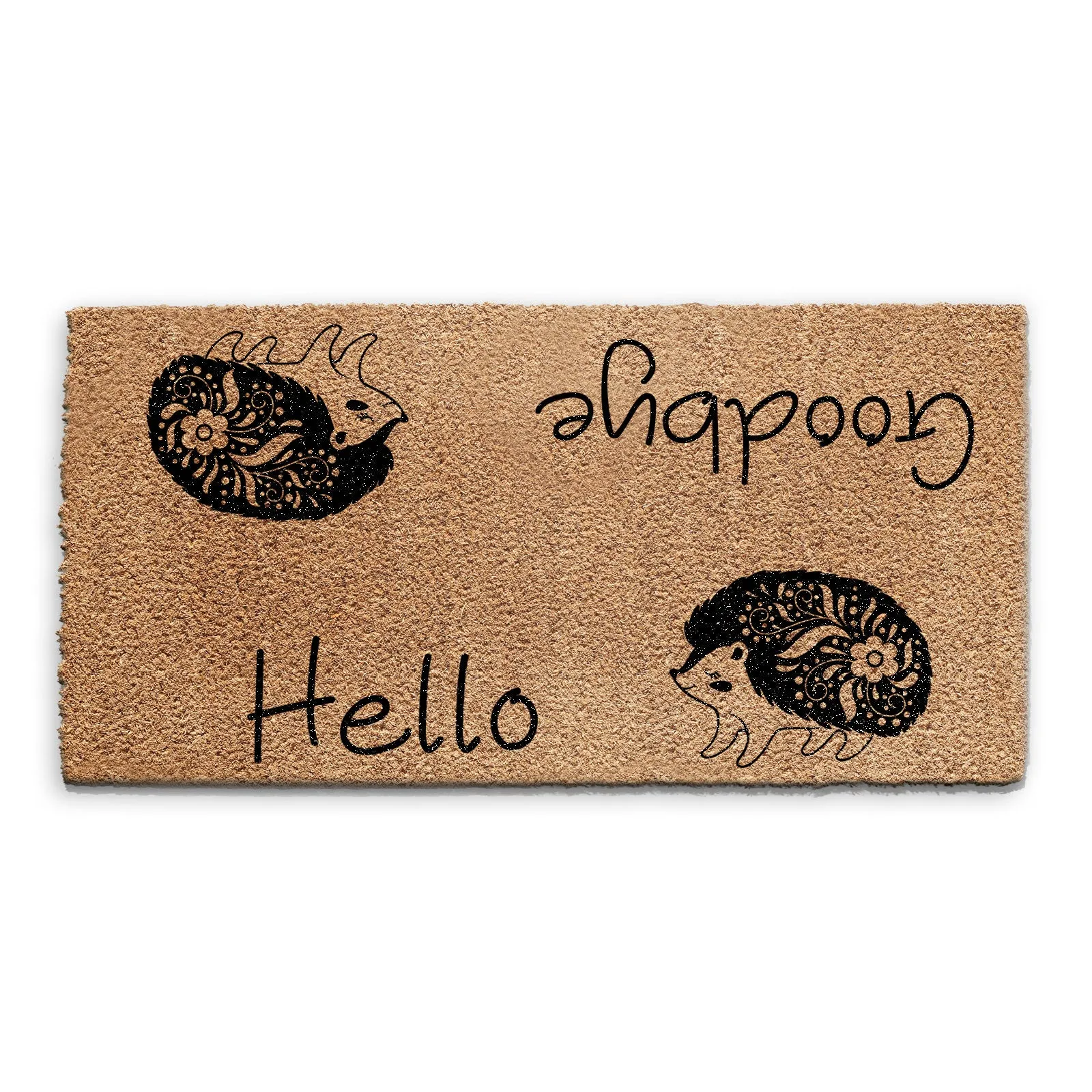 Coir Doormat - Hello Goodbye Hedgehog