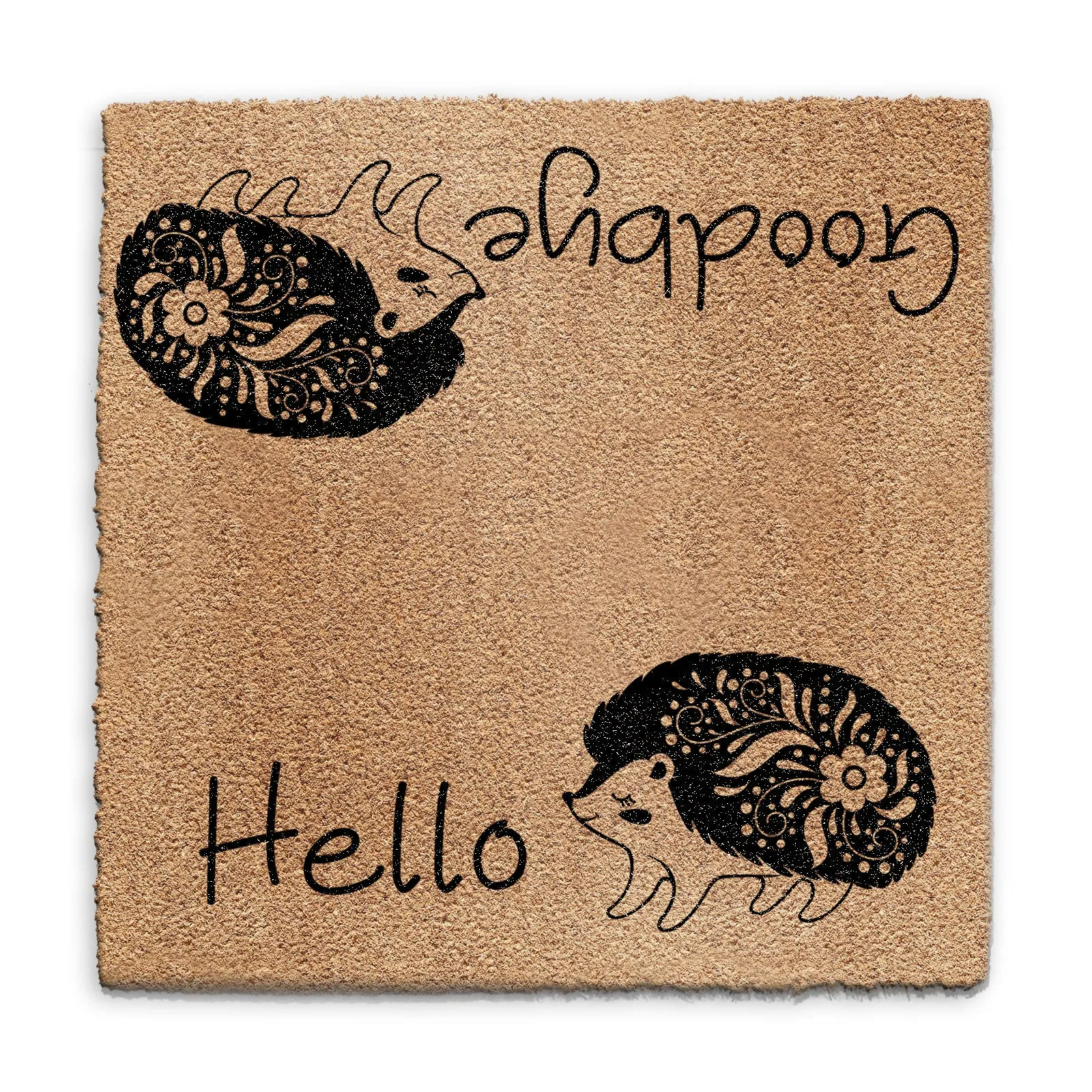 Coir Doormat - Hello Goodbye Hedgehog