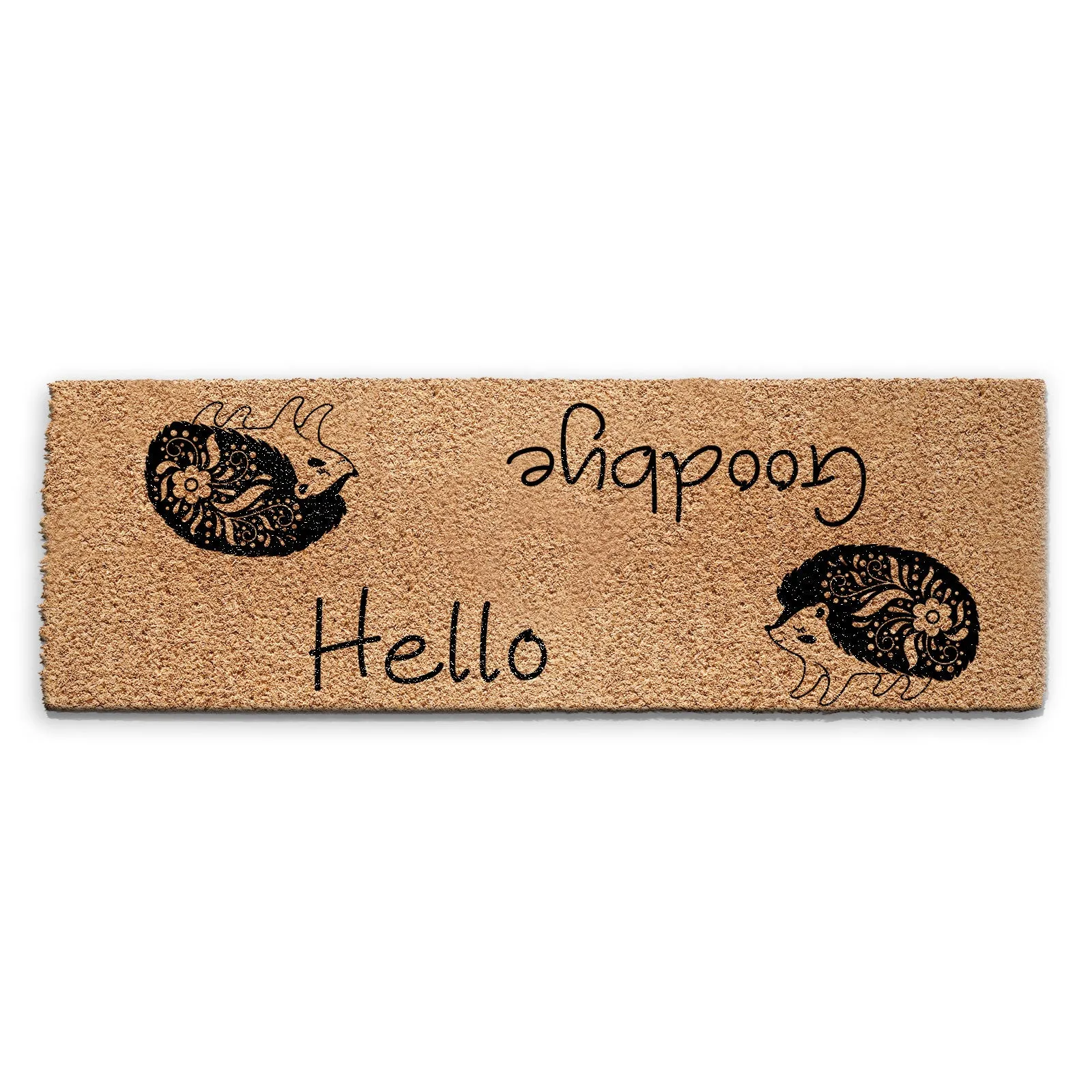 Coir Doormat - Hello Goodbye Hedgehog