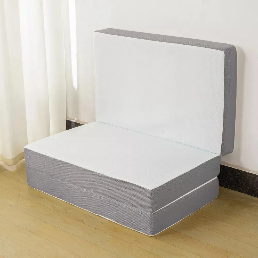 Continental Sleep 3-Inch Portable Tri Folding Gel Memory Foam Mattress | Breathable Mesh Sides with Ultra Soft, Removable and Washable Cover, 25" - new