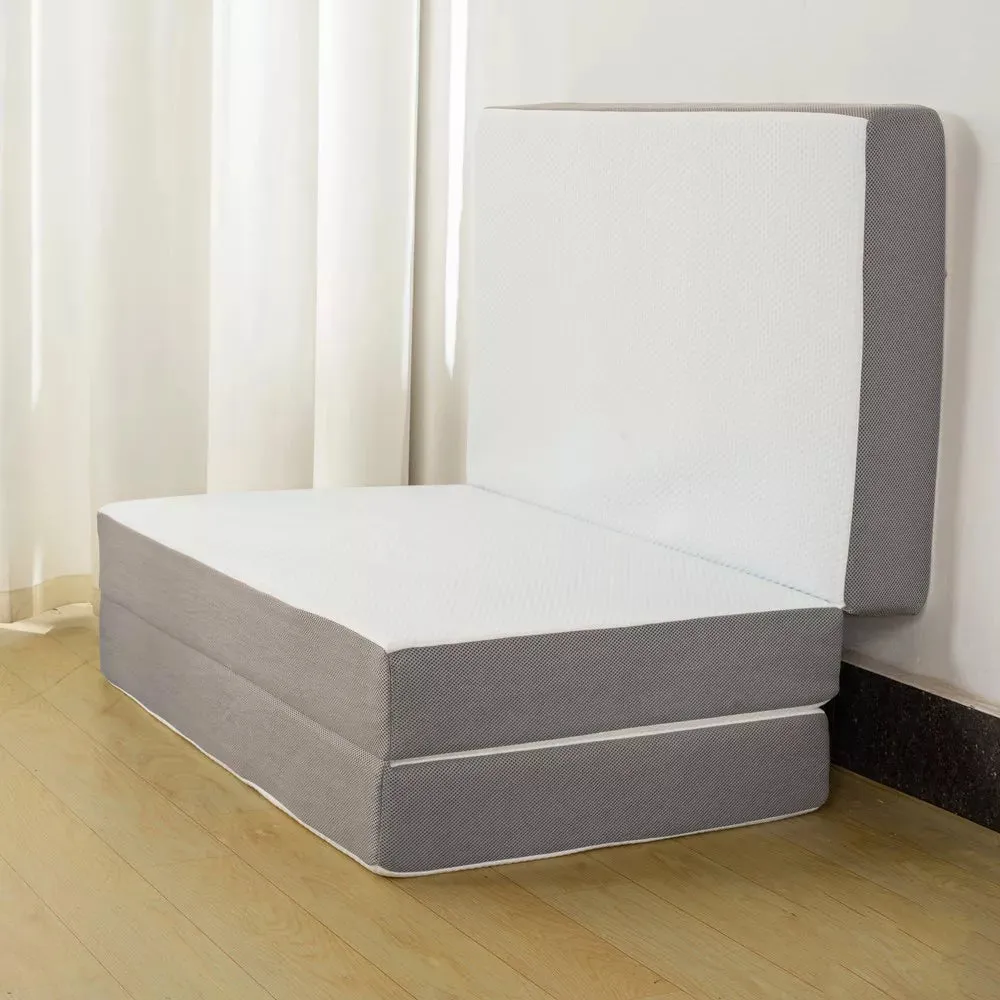 Continental Sleep 3-Inch Portable Tri Folding Gel Memory Foam Mattress | Breathable Mesh Sides with Ultra Soft, Removable and Washable Cover, 25" - new