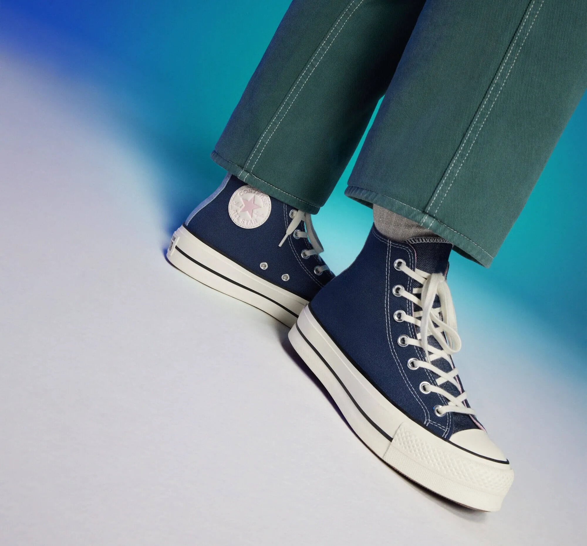 Converse Chuck Taylor All Star Lift Platform Denim NAVY/EGRET/SUNRISE PINK