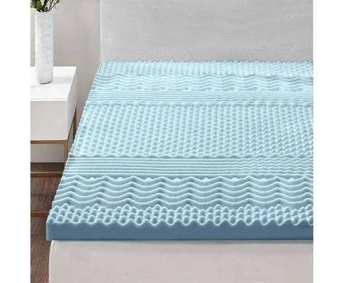 Cool Gel Memory Foam Mattress Topper Bamboo Cover 5CM 7-Zone