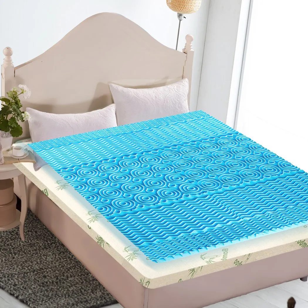 COOL GEL Memory Foam Mattress Topper Bamboo Fabric Cover 4CM 5-Zone Double