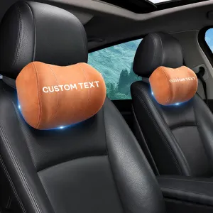 Custom Text For Car Headrest (2 PCS), Compatible with All Cars, 2023 Update Version Premium Memory Foam Car Neck Pillow FJ15985