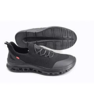 D555 Kingsize Hands Free Shoes For Men With Knitted Top & Faux Elastic Laces (ALFRETON 1) - Black, 12-15