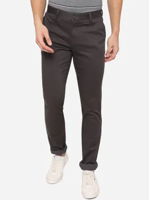 Dark Grey Solid Uno Fit Casual Trouser | JadeBlue