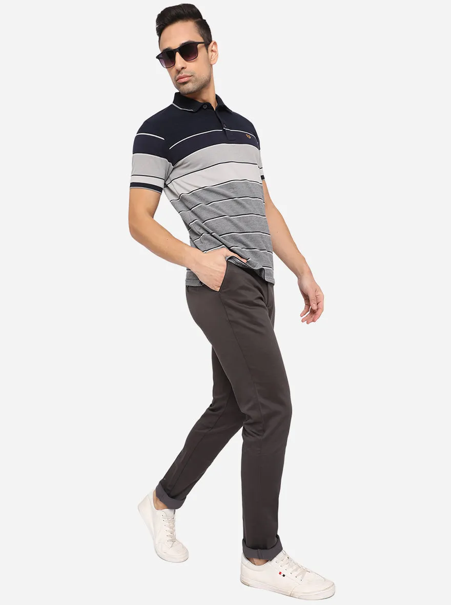 Dark Grey Solid Uno Fit Casual Trouser | JadeBlue
