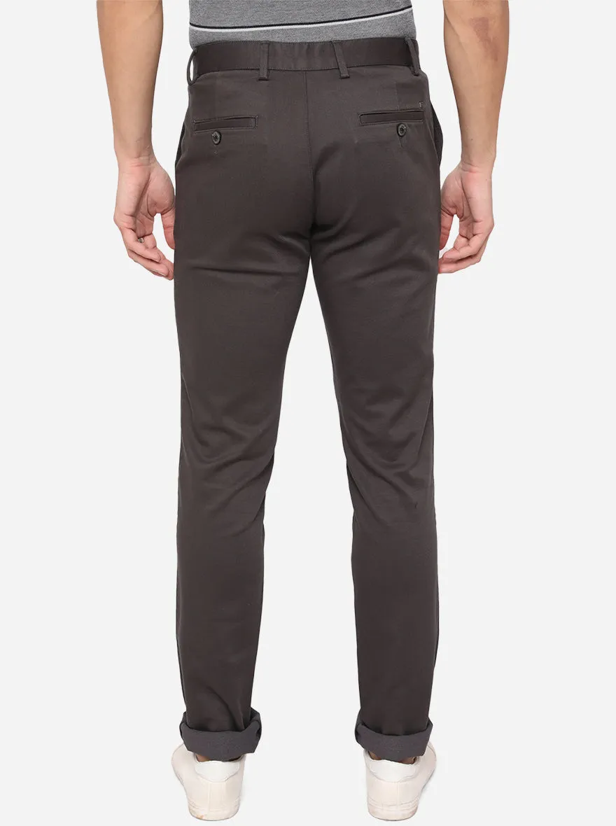 Dark Grey Solid Uno Fit Casual Trouser | JadeBlue