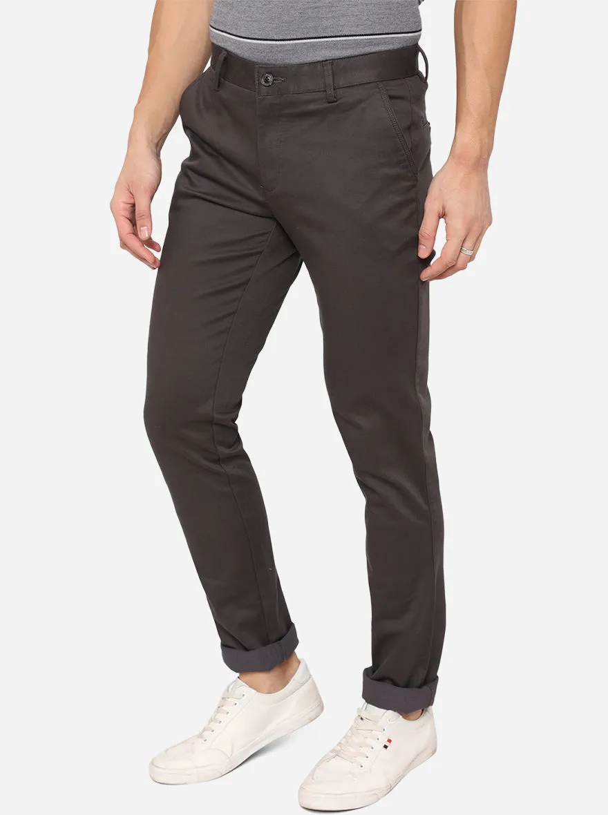 Dark Grey Solid Uno Fit Casual Trouser | JadeBlue