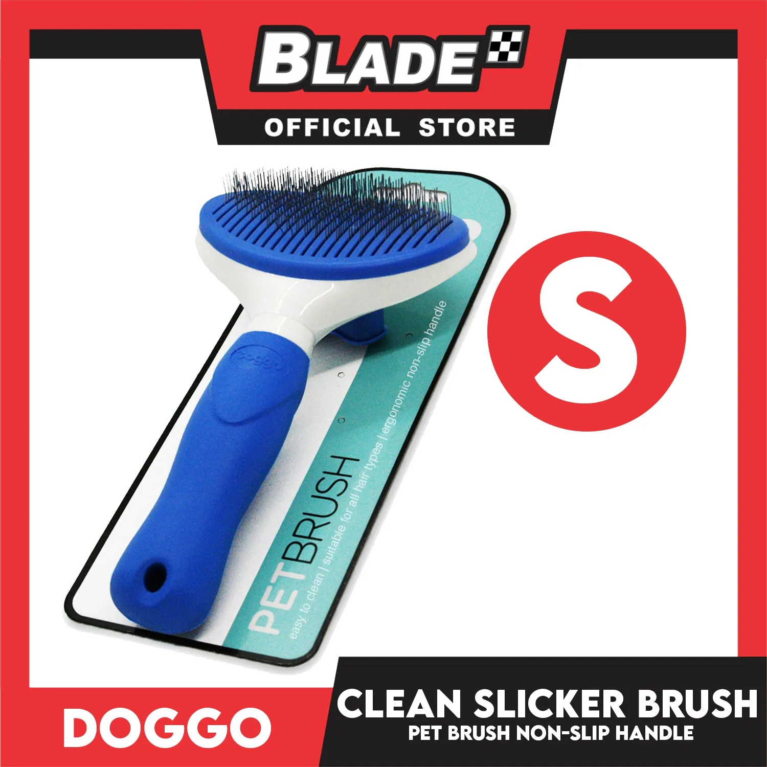 Doggo Easy Clean Slicker Brush Self Cleaning Brush (Small)