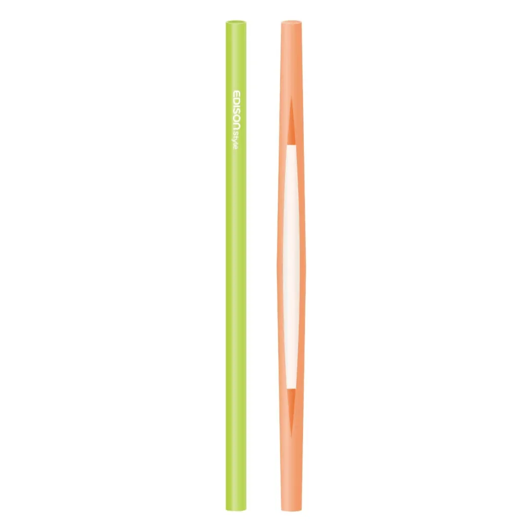 EDISON mama Resealable Silicone Zipper Straw Green/Orange