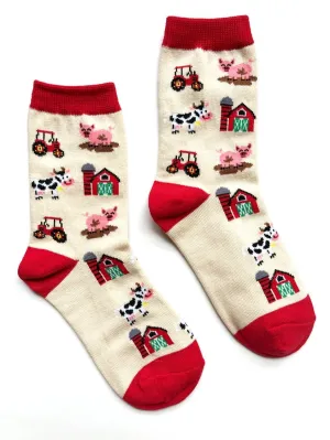 Farm Theme Kids Crew Socks