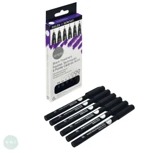 Fineliner Pigment Pen Set - Daler Rowney SIMPLY - 6 ASSORTED - BLACK 0.05, 0.1, 0.2, 0.3, 0.5, 0.8
