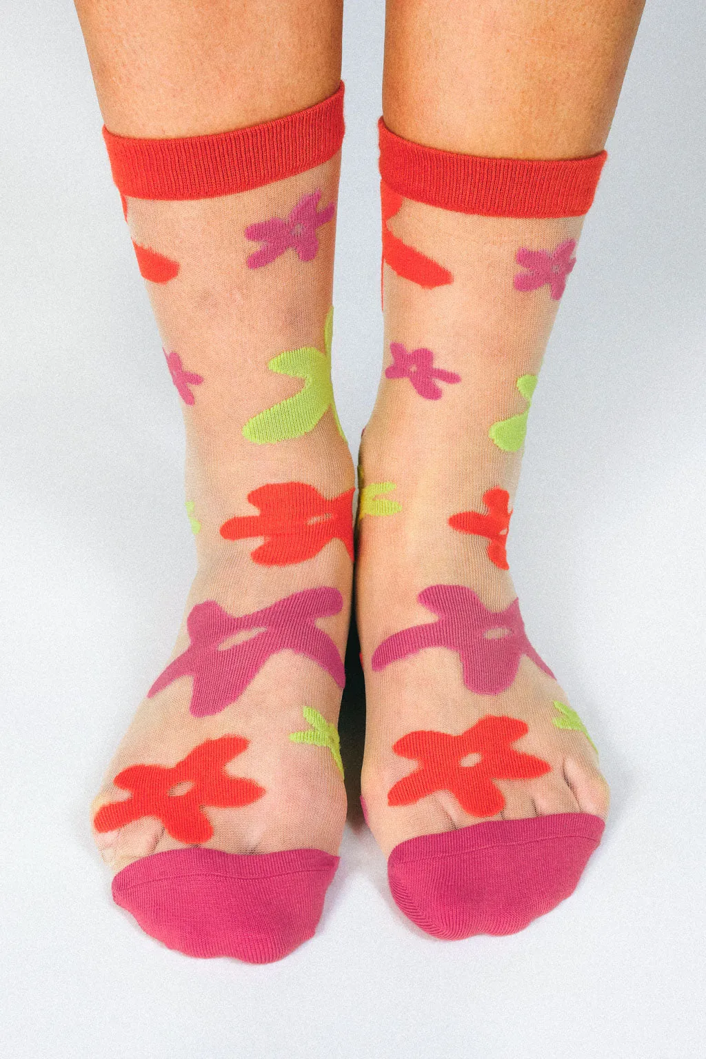 Flower Sheer Ankle Sock by Hannah Packer