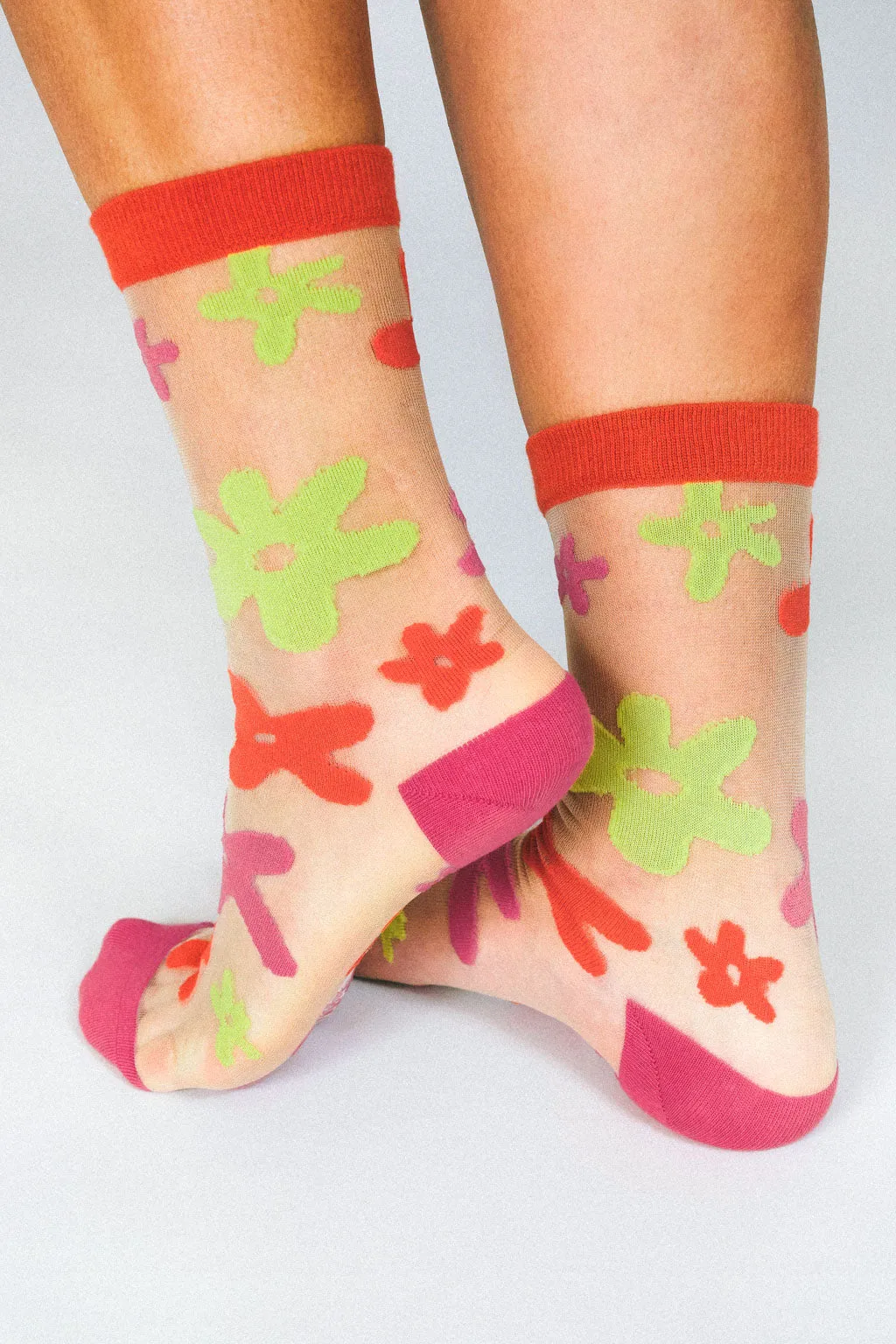 Flower Sheer Ankle Sock by Hannah Packer