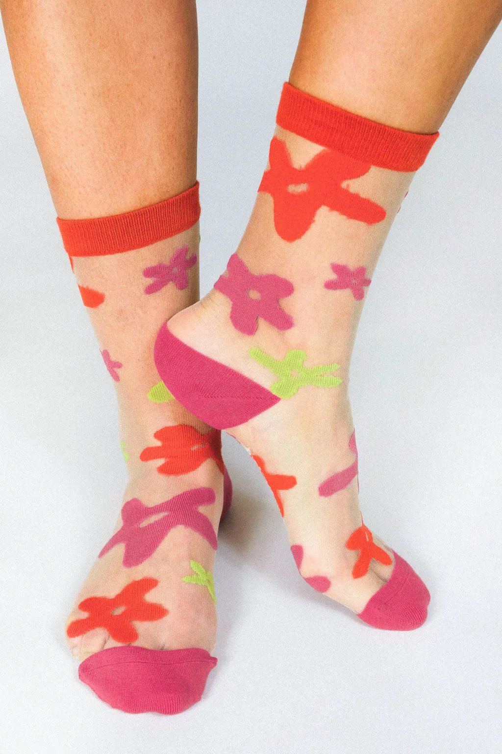 Flower Sheer Ankle Sock by Hannah Packer
