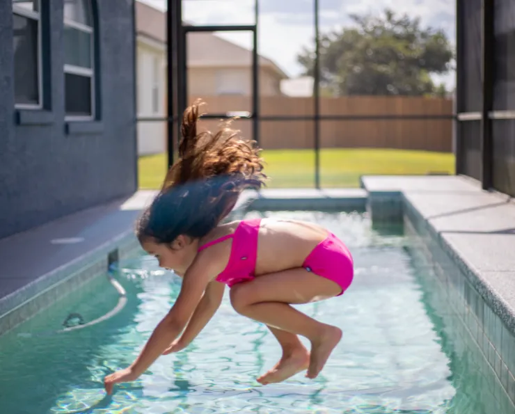 Girls UPF 50  Swimming Briefs | Black w. Bubblegum Stitch