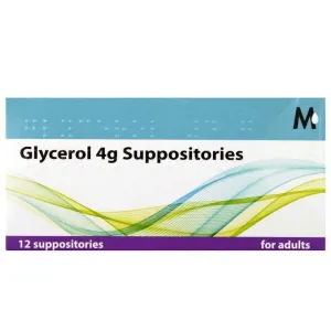 Glycerol glycerin adult suppositories 4G 12 fillets/boxes (British Kaishelu, effectively alleviate constipation) Glycerol 4G SUPPOSITORIES for Adults 12 Pack