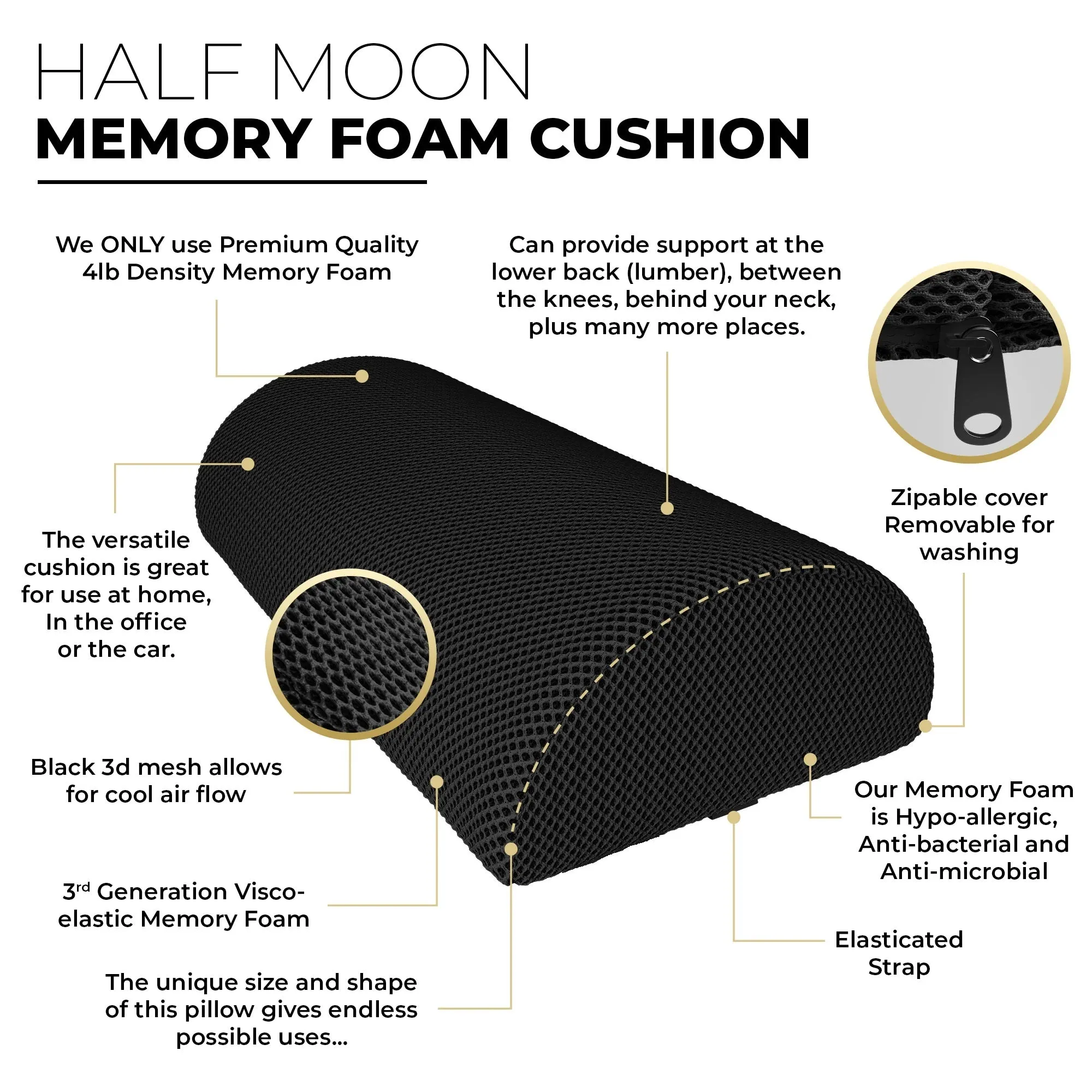 Half Moon Memory Foam Cushion