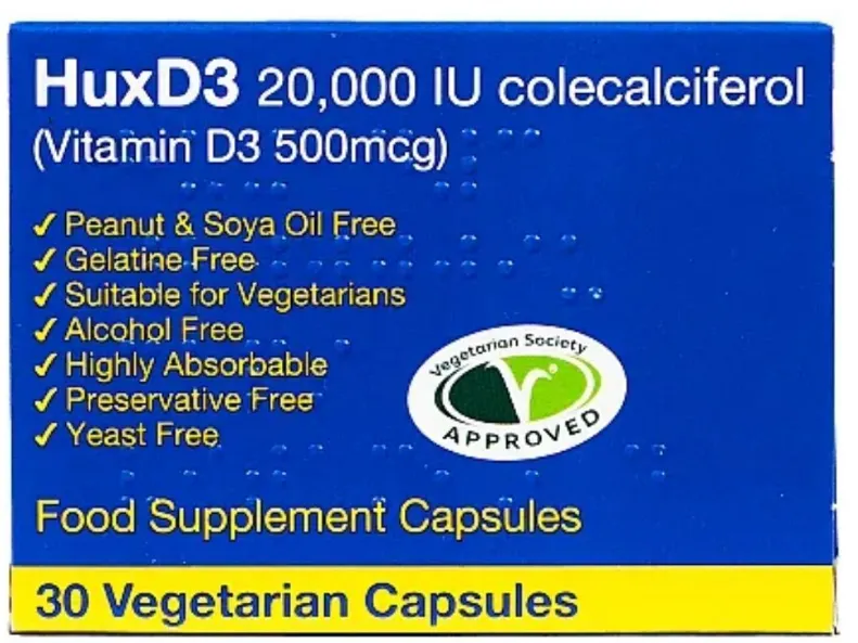 High -intensity vitamin D3 supplement Vitamin D3 Huxd3 ColeCalCiferol 20000IU