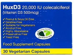 High -intensity vitamin D3 supplement Vitamin D3 Huxd3 ColeCalCiferol 20000IU