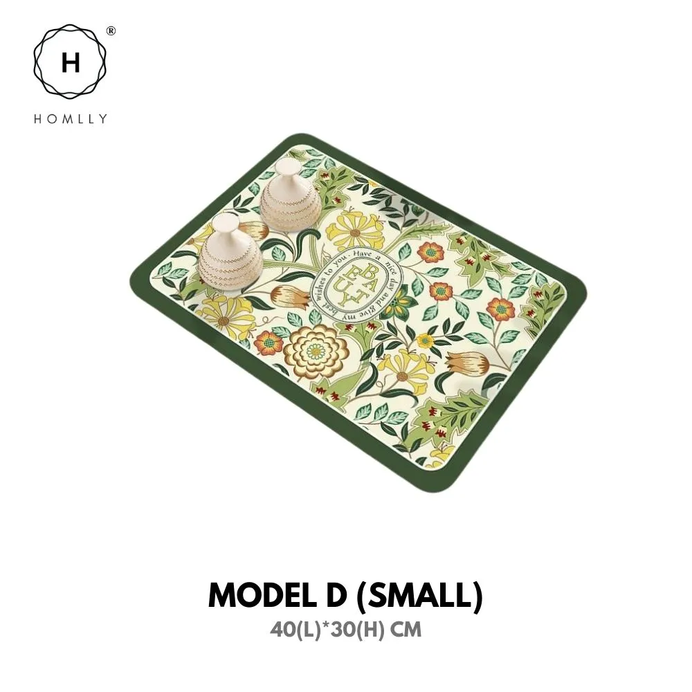 Homlly Floral Super Absorbent Anti Slip Dish Drying Mat for Kitchen Counter Placemat