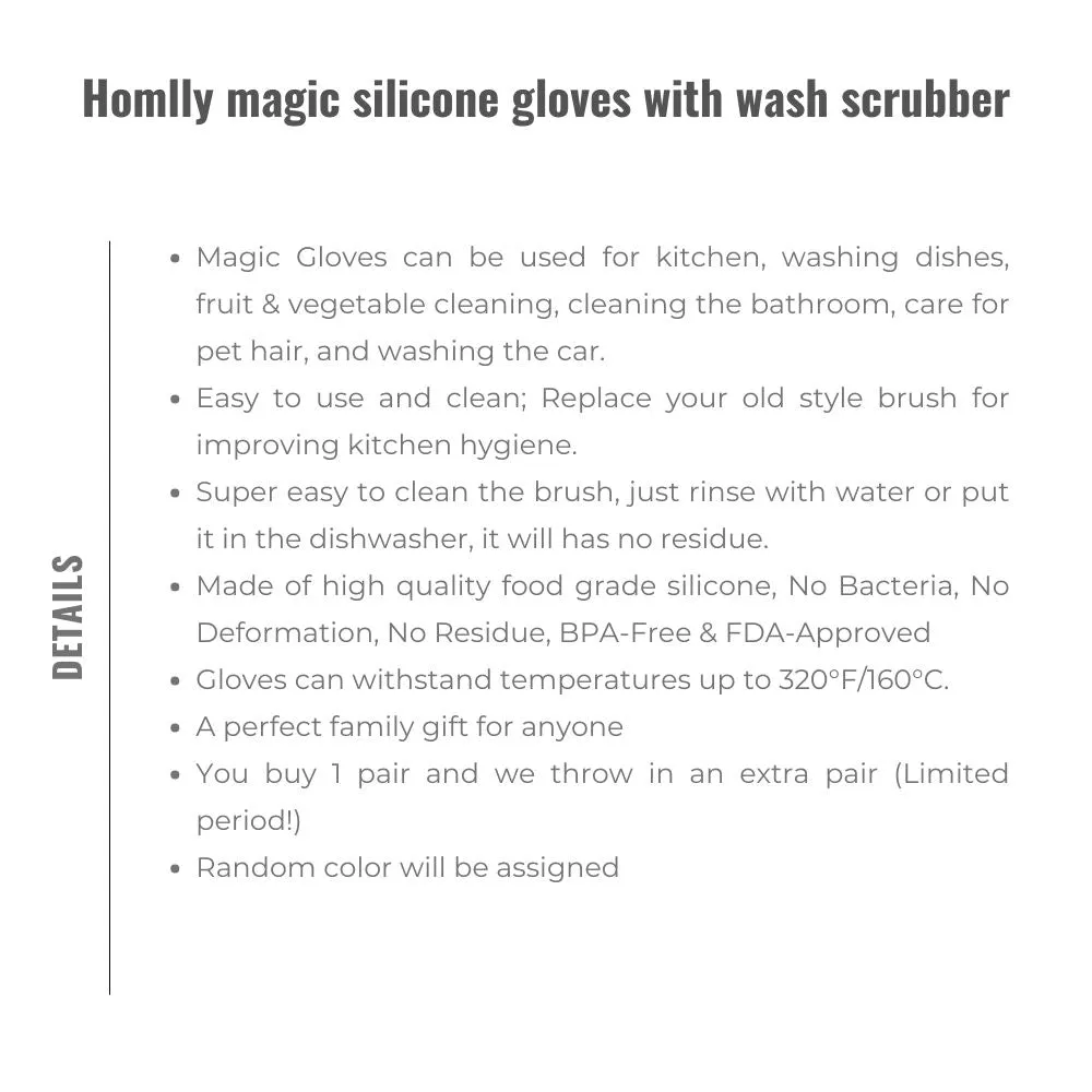 Homlly magic silicone gloves with wash scrubber (2 pairs)