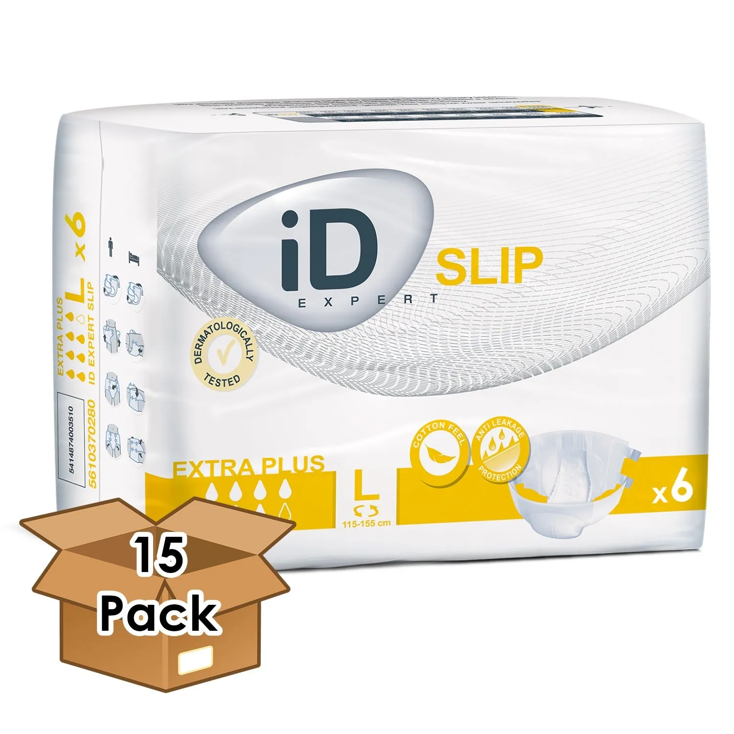 iD Slip TBS Plus Large | Pack of 15 | Case of 6 (15 x 6 Pieces)