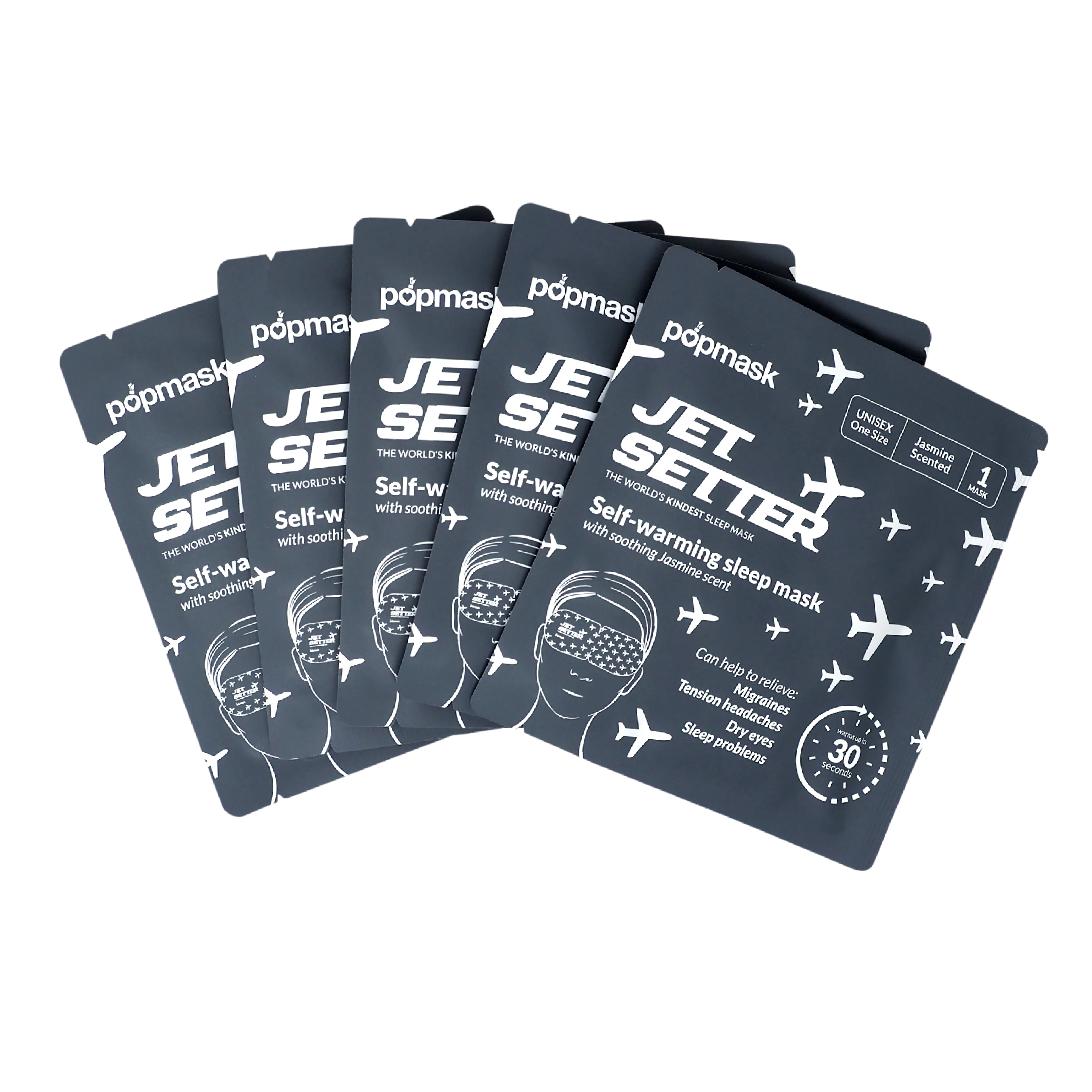 Jet Setter Jasmine Scented Self-warming Sleep Masks (5 Pack)