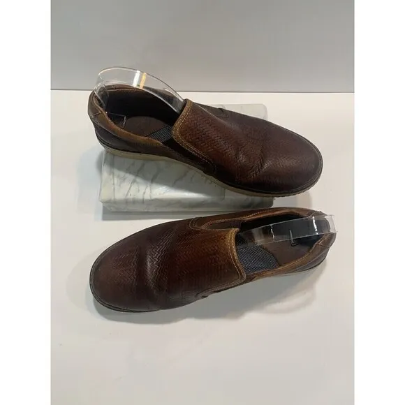 Johnston &amp; Murphy Men McGuffey Leather Slip On Shoes Size 9.5M 10976 Brown