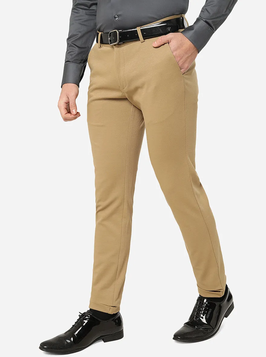 Khaki Solid Slim Fit Club Wear Trouser | JB Studio