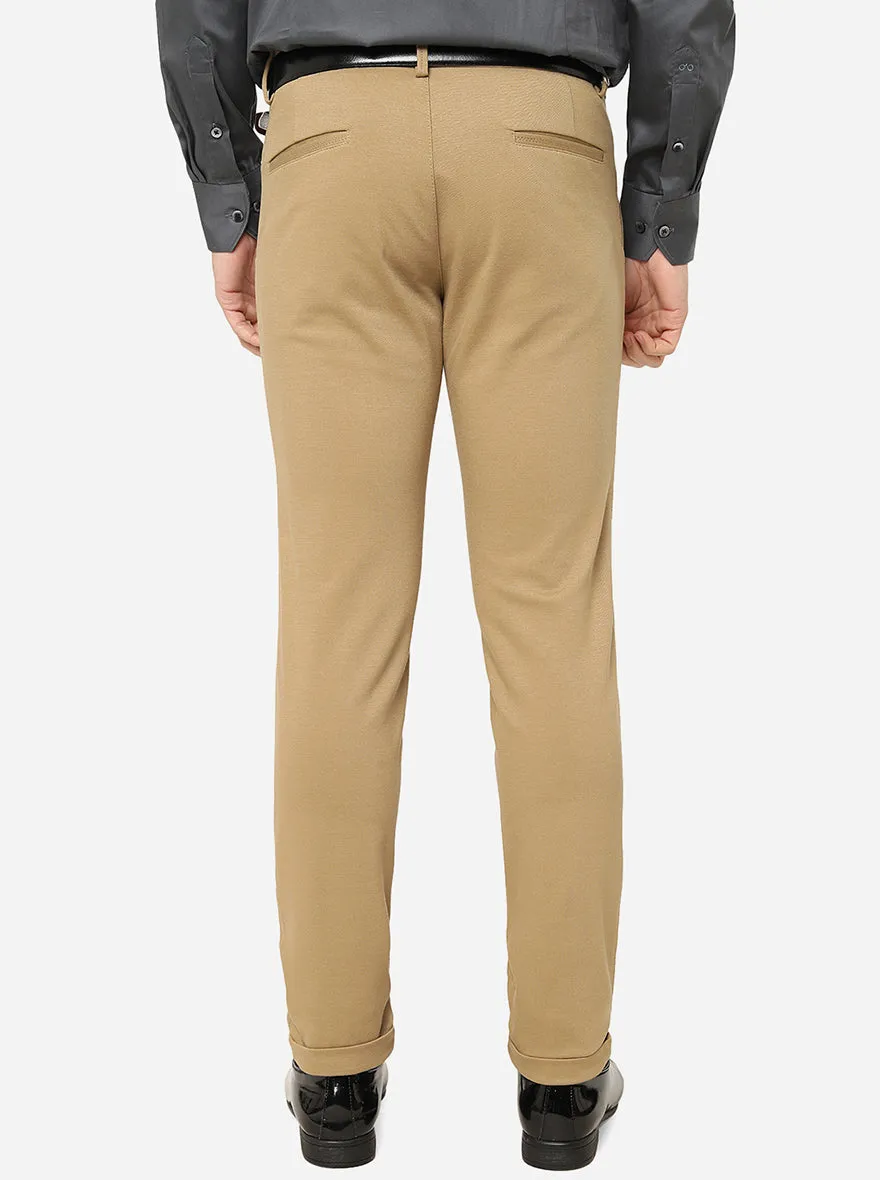 Khaki Solid Slim Fit Club Wear Trouser | JB Studio