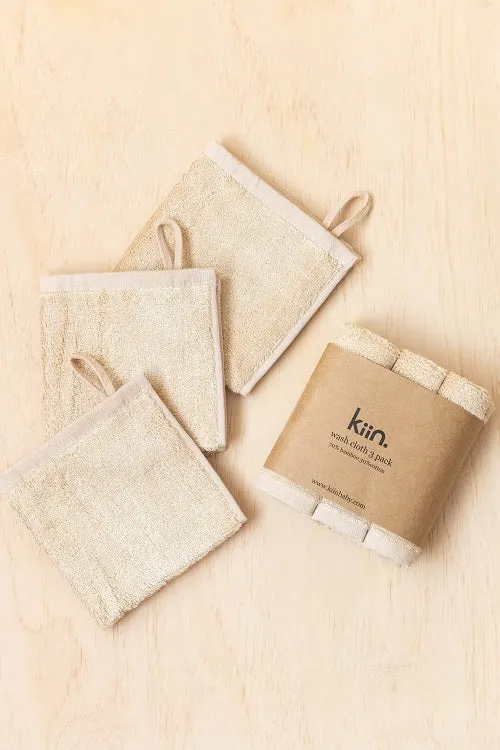 Kiin Bamboo Cotton Wash Cloth 3 Pack