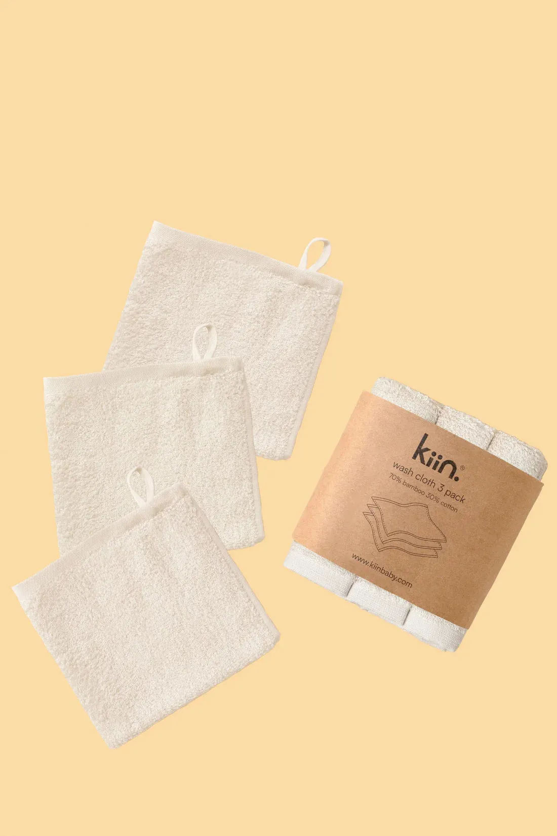 Kiin Bamboo Cotton Wash Cloth 3 Pack