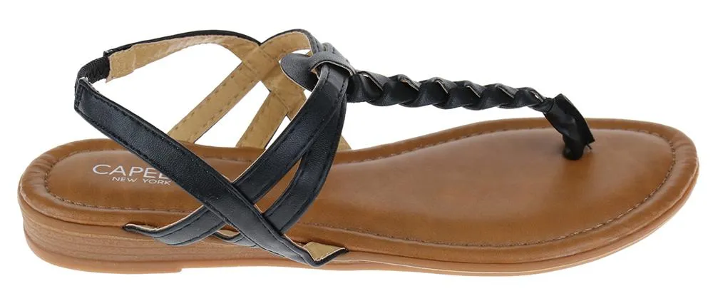 Ladies Faux Leather Braided Thong Sandal