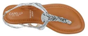 Ladies Faux Leather Snakeskin Braided Thong Sandal