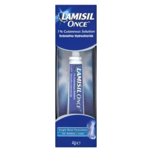 Lamisil Once Terbinafine 4g 10mg/g (antifungal, used to treat athlete's foot, Hong Kong foot) 1% Cutaneous Solution