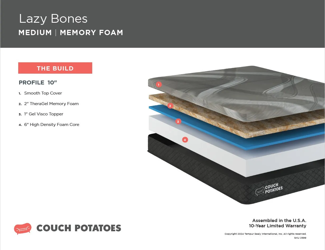 Lazy Bones Medium Memory Foam Mattress 10"