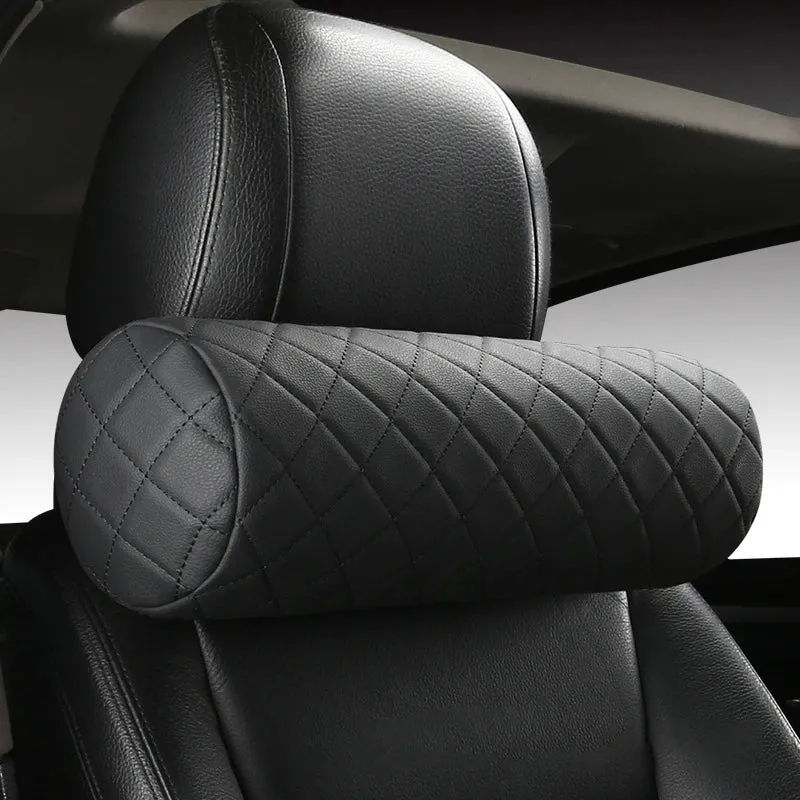 Leather Memory Foam Car Neck Pillow Cervical Headrest Supports Cushion
