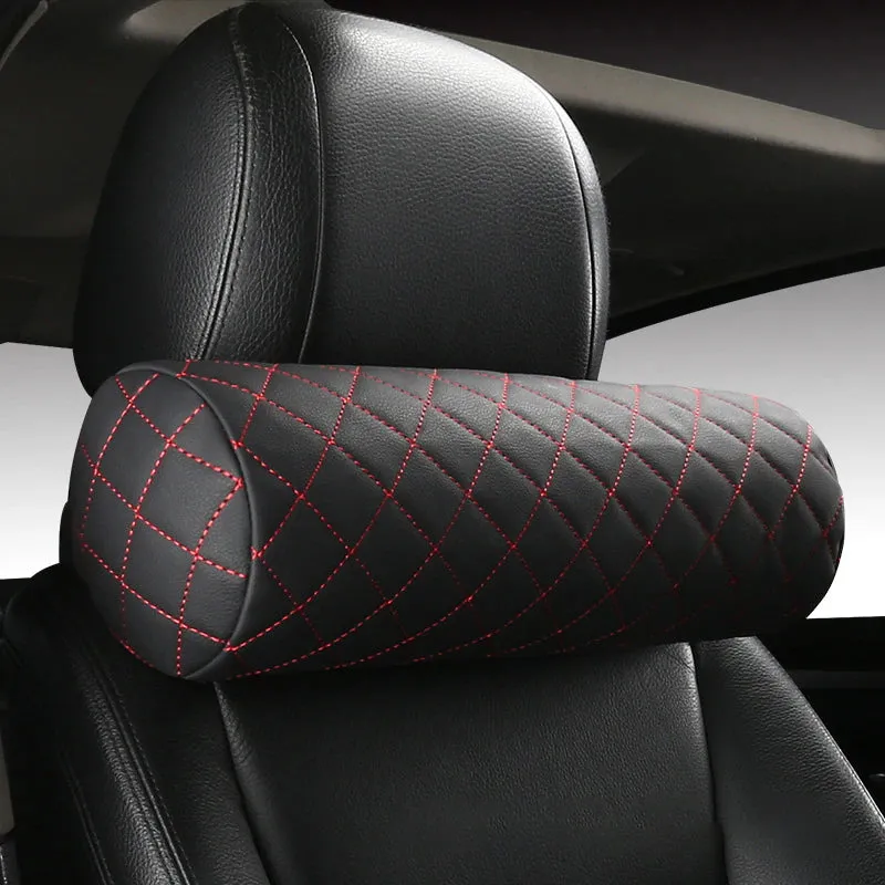 Leather Memory Foam Car Neck Pillow Cervical Headrest Supports Cushion