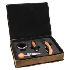 Leatherette 4-Piece Wine Tool Set