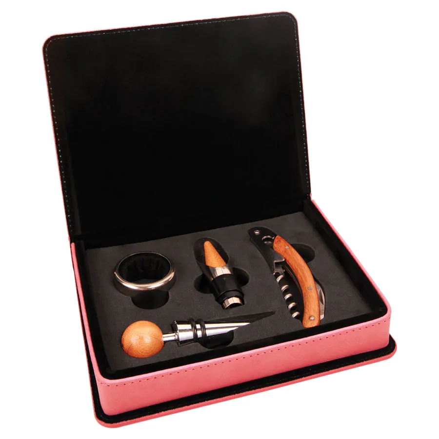 Leatherette 4-Piece Wine Tool Set