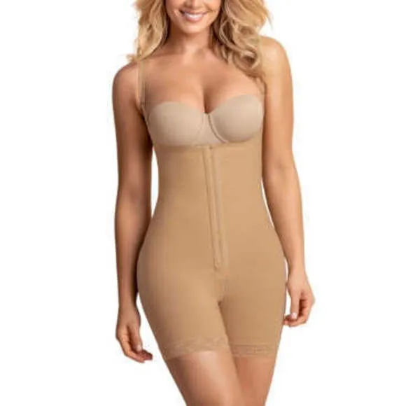 Leonisa Womens Firm Compression BoyShorts Body Shaper with Butt Lifter - Beige