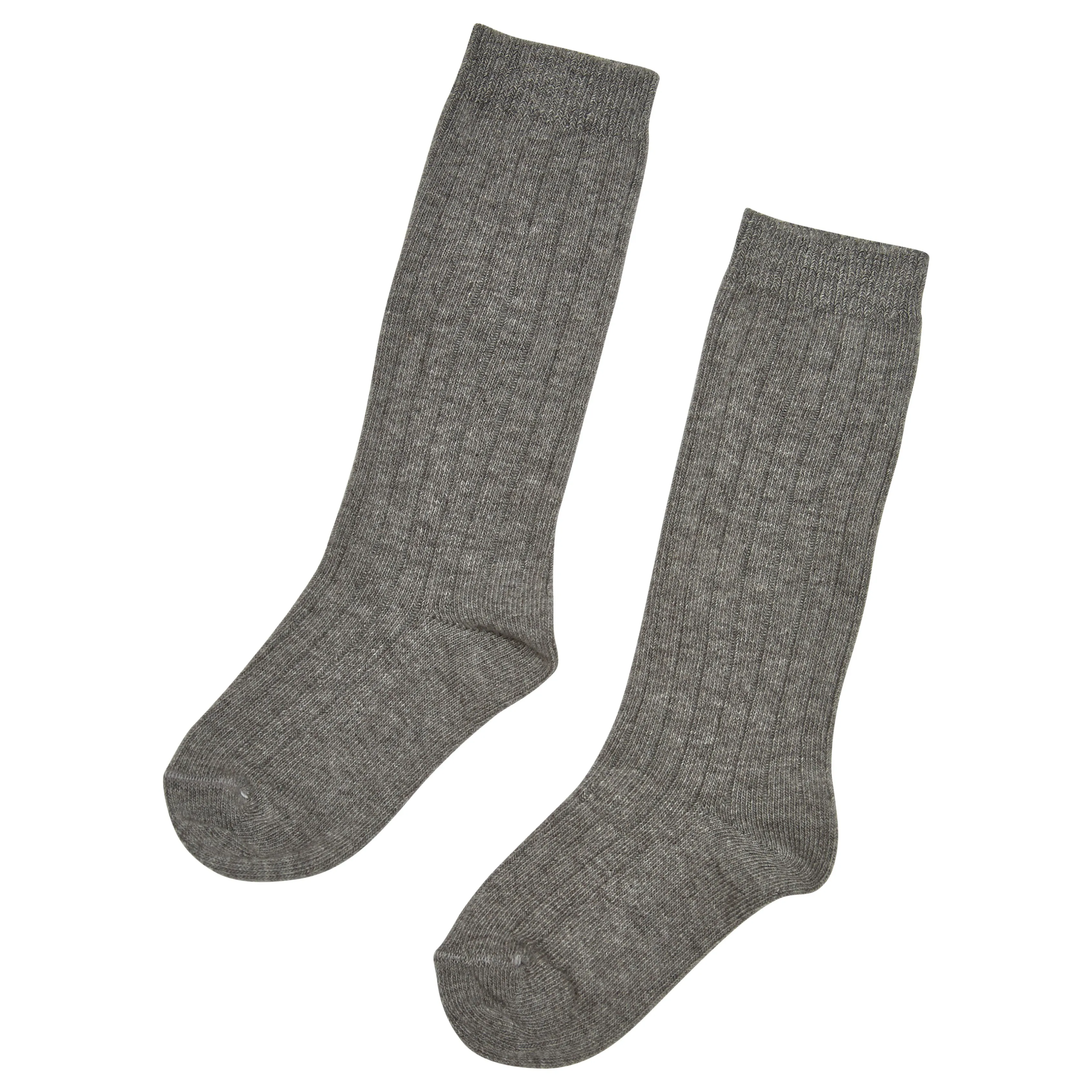 LIGHT GREY RIBBED HIGH SOCKS