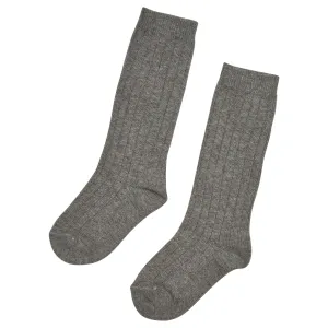 LIGHT GREY RIBBED HIGH SOCKS