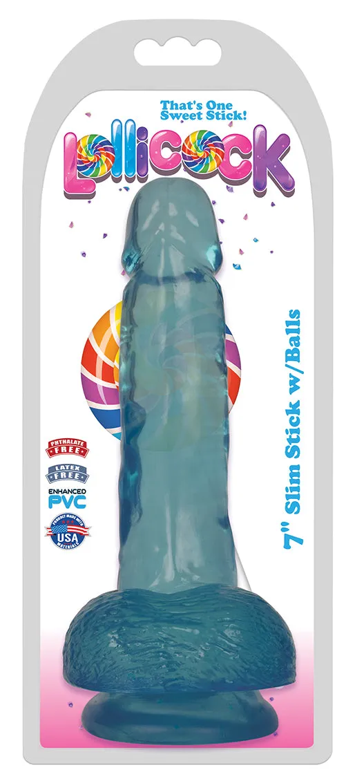 Lollicock - 7" Slim Stick With Balls - Berry Ice