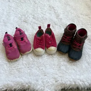 Lot of 3 Toddler Shoes Native Nike Surprize Sneakers Boots Pink Blue Size 10